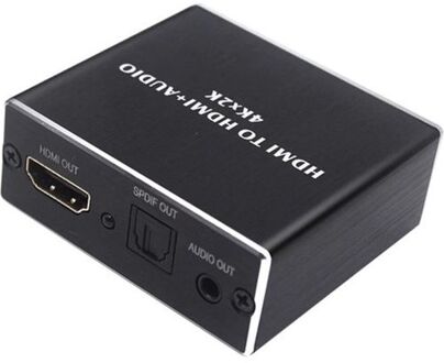 Hdmi Audio Extractor 2k/4k - Hdmi In Naar Hdmi Out + Toslink (spdif) Out & 3.5mm Jack - Zwart