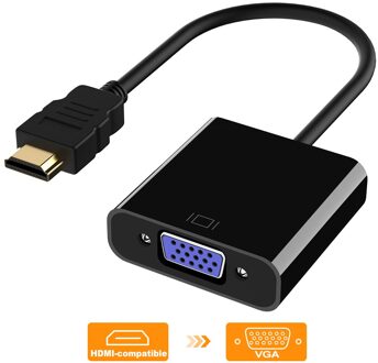 Hdmi-Compatibel Naar Vga Adapter Kabel 1080P Digitale Audio Analoog Converter Man Famale Voor Pc Laptop tv Box Projector zwart