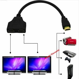 Hdmi-Compatibel Splitter 1 Ingang Male Naar 2 Output Poort Vrouwelijke Kabel Adapter Converter 1080P Voor Games Video 'S multimedia Apparaten