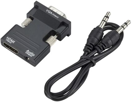 Hdmi-Compatibel Vrouwelijke Naar Vga Male Converter 3.5Mm Audio Kabel Adapter 1080P Fhd Video-uitgang Voor Pc laptop Tv Monitor Projector zwart