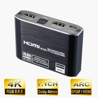 HDMI-compatible2.0 Audio Splitter Een Manier Video Een Manier Sound 7.1 Kanaals 5.1 2.0 4K60HZ Ondersteuning Power Management Dolby Hd