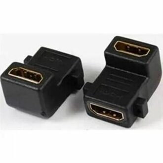 HDMI F/F 90° Adapter Verguld met 2* montage gat - small