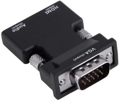 Hdmi Female Naar Vga Male Converter Adapter Ondersteuning 1080P Signaal Bundel 1 Polybag Vga Kabels Multimedia Non-Afgeschermde zwart