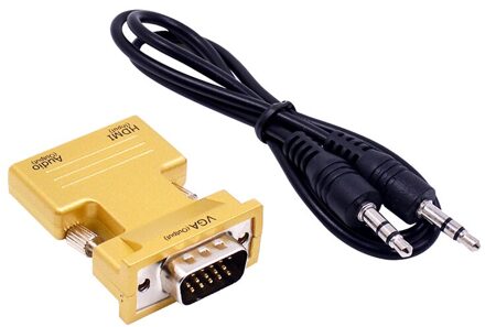 Hdmi Naar Vga Kabel Met Audio Hdmi Female Naar Vga Male Naar Computer Set-Top Box Converter Connector Voor pc Projector Speaker geel