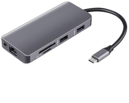 Hdmi Vga Kaartlezer Computer Netwerk 9 In 1 Kabel Concentrator Audio Poort Grey PD3.0 Adapter Usb C Hub Power output 1000Mbps