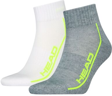 Head Quartersokken Performance 2-pack Grey Melange / Wit-35/38 - 35/38