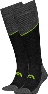 Head Skisokken Kneehigh 2-pack Grey Melange / Lime-35/38 Grey/Lime - 35/38