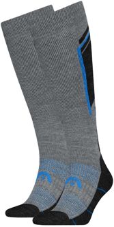 Head Skisokken Kneehigh 2-pack Mid Grey / Strong Blue-35/38 Grijs - 35/38