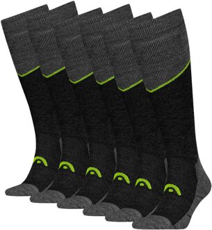 Head Skisokken Kneehigh 6-pack Grey Melange / Lime-35/38 Grey/Lime - 35/38