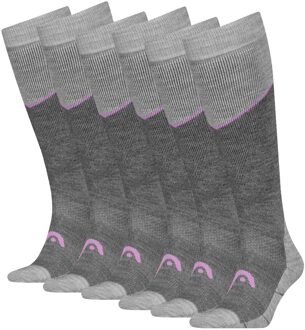 Head Skisokken Kneehigh 6-pack Light Grey Melange / Lilac-35/38 Grey/Lilac - 35/38