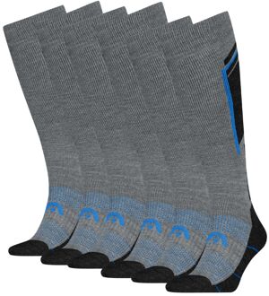 Head Skisokken Kneehigh 6-pack Mid Grey / Strong Blue-39/42 Grijs - 39/42
