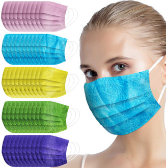 Headband 10/50pc mascarillas Adult masques Mixed Color Disposable Spunlace Cloth Breathable Embossed breathable mask бандана#
