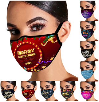 Headband 1PCS Christmas Adult Masks Breathable Face Mask Washable Cotton Masks masque en tissu mondkapjes wasbaar маска бандана#