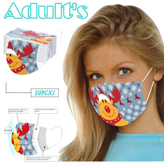 Headband 50PC Christmas Masks Adult Mixed Color Disposable Spunlace Cloth Breathable face mask Маска protectora masque бандана#