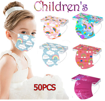 Headband 50PCS Kids Children's Mask Disposable Face Mask Industrial 3Ply Ear Loop 50PCS Mask mascarillas ni?os máscara бандана#
