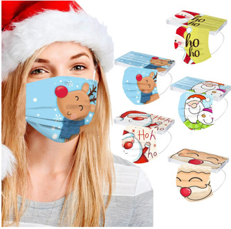 Headband 50pcs Parent-child mask Christmas Disposable mask Unisex Printed Christmas Masks For Adults 3-Layer Mask Маска бандана#