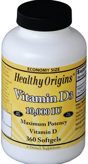 Healthy Origins Vitamine D3, 10.000 IE (360 softgels) - Healthy Origins