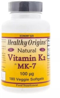 Healthy Origins Vitamine K2 as MK-7, Natural, 100 mcg, 180 Veggie Softgels | Healthy Origins