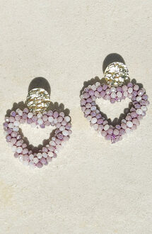 Heart Beads Oorbellen Mauve Paars