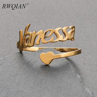 Heart Custom Name Rings Multifont Personalized Names Jewelry Couples Names on Ring Mom Gifts Mother Daughter Memorial Ring