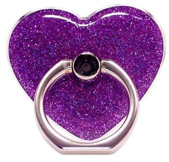 Heart Shape Glitter Ring Standaard voor Smartphone Metalen Gesp Telefoonhouder - Paars