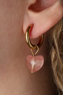 Heart Stone Small Hoop oorbellen in goud en roze Roze/Goud