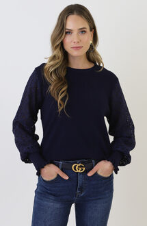 Hearts Sleeve Soft Trui Marine Marineblauw