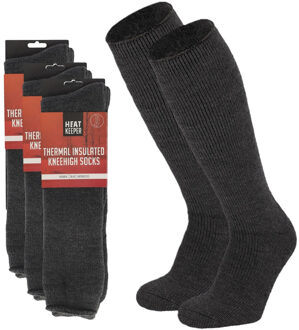 Heat Keeper 3 Paar thermo kniekousen voor dames antraciet/donkergrijs 36/41 - Wintersport kleding - Thermokleding - Winter knie kousen - Thermo sokken