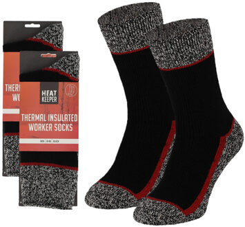 Heat Keeper Thermo werk sokken voor heren/dames - 2x - zwart - 41/46 - Winter werk kleding - Thermokleding