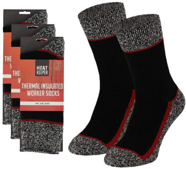 Heat Keeper Thermo werk sokken voor heren/dames - 3x - zwart - 41/46 - Winter werk kleding - Thermokleding
