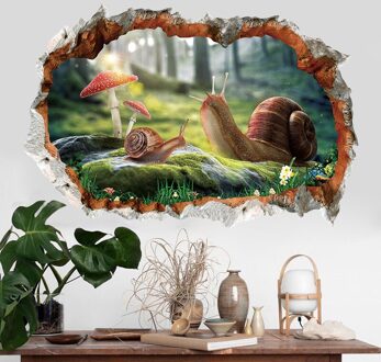 [Heatboywade] 3D Gebroken Muur Slak Muurstickers Voor Kwekerij Slaapkamer Kinderkamer Muurtattoo Behang Poster Art Home decor DC8