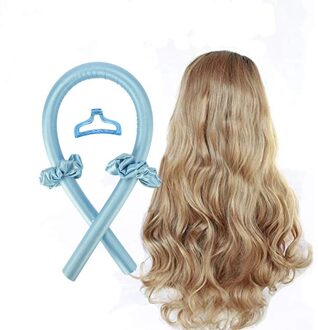 Heatless Curling Staaf Hoofdband Krullen Zijden Lint Lui Krultang Haar Rollen Slapen Soft Wave Formers Vrouwen Haar Styling Tools blauw