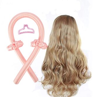 Heatless Curling Staaf Hoofdband Krullen Zijden Lint Lui Krultang Haar Rollen Slapen Soft Wave Formers Vrouwen Haar Styling Tools roze