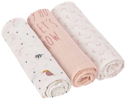 Heavenly soft Swaddle doek / hydrofiele luier met bamboe 3 stuks - Garden Explorer Girls L 80 x 80 cm