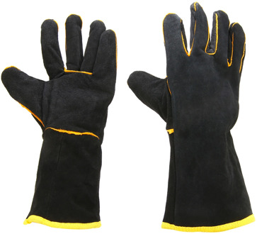 Heavy Duty Welding Protective Gloves 1 Pair Welders Leather Cowhide Gloves Black Mig Welding Soldering Gloves Gauntlets