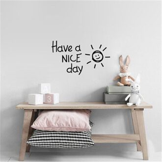 Hebben Een Mooie Dag Mooie Zon Vinyl Muursticker Woonkamer Slaapkamer Woondecoratie Decals Art Engels Alfabet Stickers Behang M 40cmX23cm