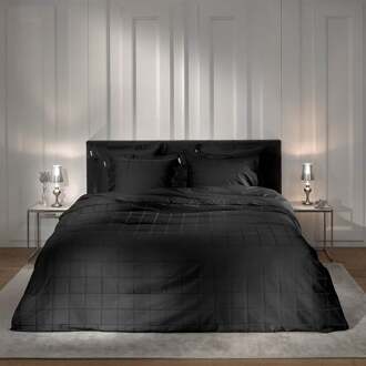 Heckett Lane Dekbedovertrek Katoen Satijn Diamant - moonless black 200x200/220cm Zwart