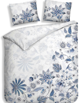 Heckett & Lane Dekbedovertrek Katoen-Satijn - Double Face - Asia - Lits-Jumeaux (240x220 Cm) - Wit Katoen-satijn - Bloemen - Heckett Lane - Dekbed-Discounter.nl