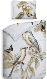 Heckett & Lane Dekbedovertrek Katoen-Satijn - Double Face - Daina - Eenpersoons (140x200 Cm) - Blauw Katoen-satijn - Dieren - Heckett Lane - Dekbed-Discounter.nl