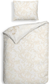 Heckett & Lane Dekbedovertrek Katoen-Satijn - Double Face - Lauren - Eenpersoons (140x200 Cm) - Off-white Katoen-satijn - - Heckett Lane - Dekbed-Discounter.nl