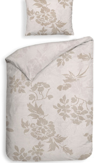 Heckett & Lane Dekbedovertrek Katoen-Satijn - Double Face - Ling - Eenpersoons (140x200 Cm) - Beige Katoen-satijn - Bloemen - Heckett Lane - Dekbed-Discounter.nl