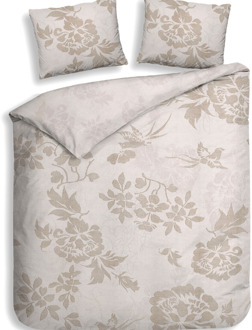 Heckett & Lane Dekbedovertrek Katoen-Satijn - Double Face - Ling - Tweepersoons (200x200 Cm) - Beige Katoen-satijn - Bloemen - Heckett Lane - Dekbed-Discounter.nl