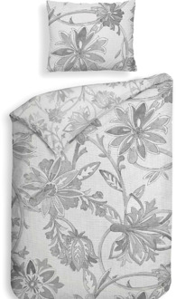 Heckett & Lane Dekbedovertrek Katoen-Satijn - Double Face - Neva - Eenpersoons (140x200 Cm) - Grijs Katoen-satijn - Bloemen - Heckett Lane - Dekbed-Discounter.nl - 140 x 200/220 cm