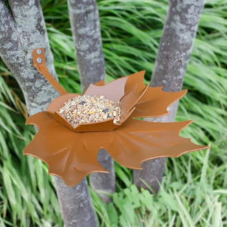 Heeej Leaf Me vogelvoederschaal bruin wandmontage Groen
