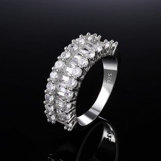 Heet Verkoop Populaire Eenvoudige Stijl Ladder Vierkante Zirkoon Ring Voor Dames Luxe Mode Ring Accessoires De Anniversary 10