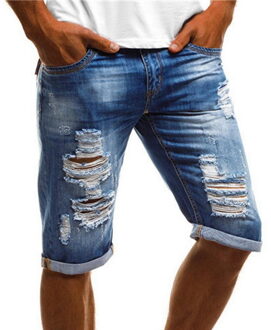 Heflashor Zomer Mannen Stretch Korte Jeans Vintage Slim Fit Hoge Elastische Mannen Gescheurde Jeans Turn Up Manchet Vijfde Broek denim Shorts aziatisch Size 3XL