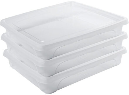 Hega hogar 10x Voorraad/vershoudbakjes laag 1,5 liter transparant plastic/kunststof - 24 x 20 x 5 cm - Vienna - Vershouddoos bakje - Mealprep - Maaltijden bewaren