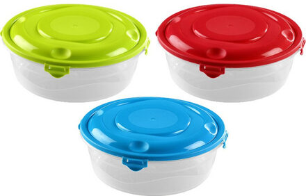 Hega hogar 12x Voorraad/vershoudbakjes 1,8 liter gekleurde deksels plastic