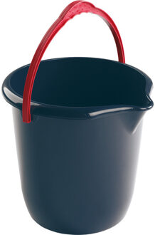 Hega hogar 1x Donkerblauwe schoonmaakemmers/huishoudemmers 10 liter 28 cm - Emmers