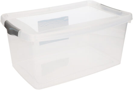 Hega hogar 1x Stuks kunststof stapelbare opbergbakken 9 liter 37 x 24 x 16 cm - Opbergbox Transparant